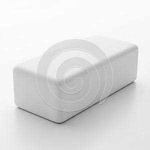 Simple White Rectangular Object with Rounded Edges on White Background block shape