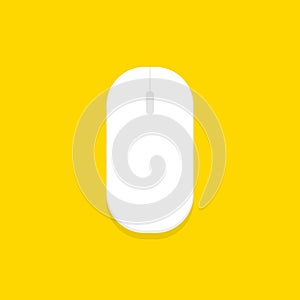 Simple wireless computer mouse. Computer mouse icon on yellow background.