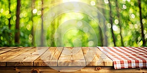 Wooden background with empty table