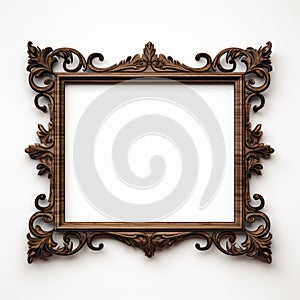 Simple Wooden Frame Design On White Background