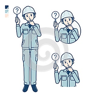 Simple work wear Construction site man_question-panel