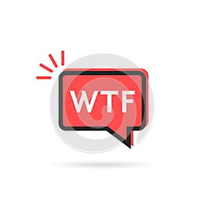 Simple wtf icon in red speech bubble