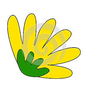 Simple yellow chrysanthemum or calendula flower, spring design element, vector