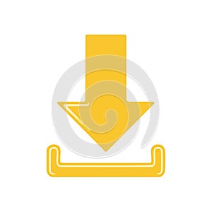 Simple yellow download button icon with a down arrow for a web or app user interface