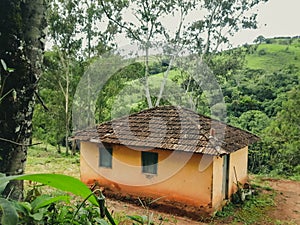 Simple yellow house in Brazil