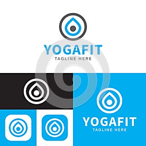 Simple Yoga Fitness logo.Circle shape. Minimal Icon Style.Vector Illustration.Black and white.Unique, elegant, modern style