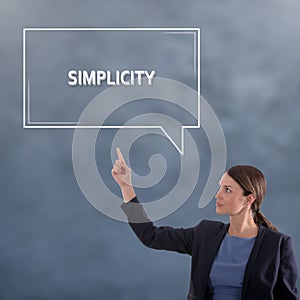 SIMPLICITY Business Concept. Business Woman Graphic Concept