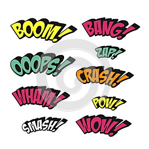 Simplicity colorful comic sound effects set