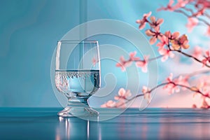 Simplicity embodied in glass with transparent water, serene elegance