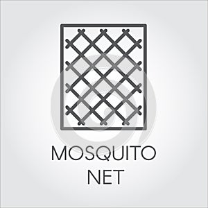 Simplicity icon in linear style of mosquito nets for windows. Concept of protection from insects. Vector Illustrator