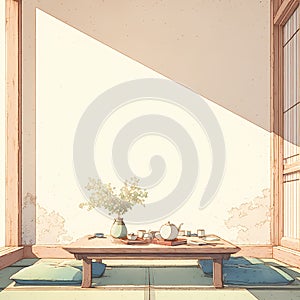 Simplicity Meets Style: Japanese Tatami Room Illustration