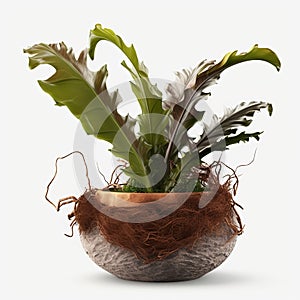 Simplicity in Nature Bird\'s Nest Fern on a White Surface