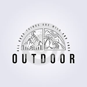 simplicity outdoor adventure line logo vector illustration design