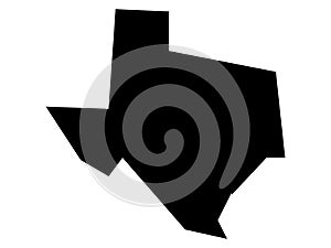 Simplified Black on White Map of USA Federal State of Texas