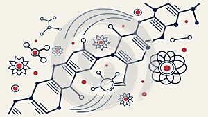 Simplified Chemical Structure: Molecular Science Concept, vector design Generative AI