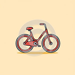 Simplified Colorful Bicycle Icon On Beige Background