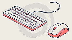 Simplified Computer Keyboard and Mouse Workstation, vector design Generative AI