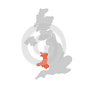 Simplified hand-drawn blank map of United Kingdom of Great Britain and Northern Ireland, UK. Divided to four countries