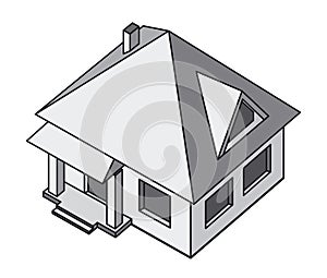 Simplified illustration of a detached building. View from above.