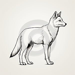 Simplified Line Work: Hyper-realistic Wolf Illustration On Light Background