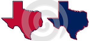 Simplified map of Texas outline. Fill and stroke are state colours.