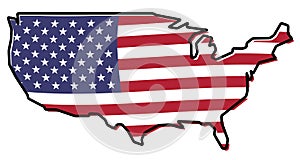 Simplified map - United states of America outline, with slightly