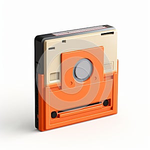 Simplified Orange Tape Recorder On White Surface photo