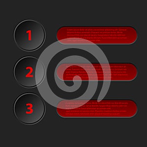 Simplistic 3d infographic in black red color