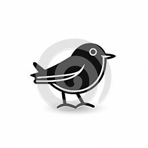 Simplistic Black Bird Iconography On White Background