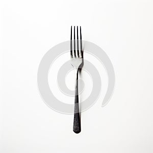 Simplistic Black Fork On White Background: A Brutalist Expressionist Photo