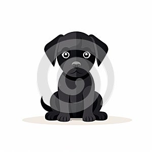 Simplistic Black Puppy Sitting: Meticulously Detailed Minimalist Art