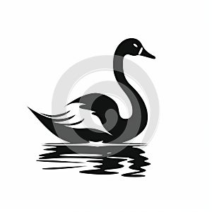 Simplistic Black Swan Silhouette In Water - Duckcore Art photo