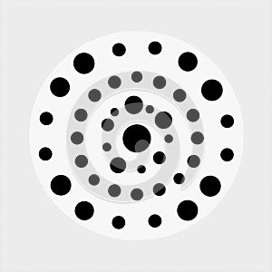 Simplistic Black And White Circular Image With Dots - Inspired By Julio Le Parc