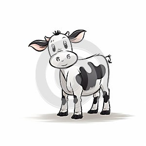 Simplistic Cartoon Cow: High-quality Photo With Subtle Ink Application