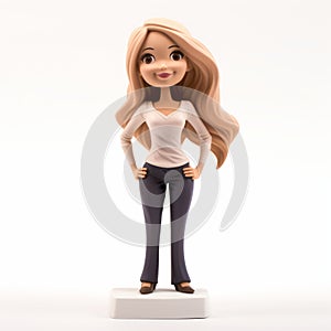 Simplistic Cartoon Female Artisan Figurine With Long Hair photo