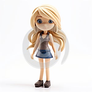 Simplistic Cartoon Girl Figurine With Blonde Hair - Youthful Protagonist