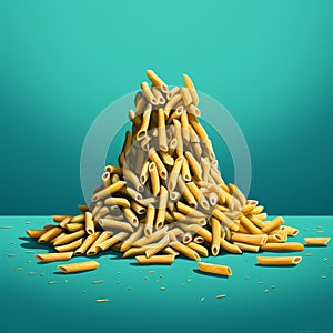 Simplistic Cartoon Pasta Art On Turquoise Background