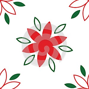 Simplistic Christmas floral design as a seamless repeat pattern