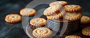 Simplistic Elegance: Gourmet Butter Cookies in a Tin. Concept Gourmet Treats, Butter Cookies, Tin