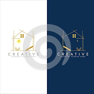 simplistic exterior of a house, House framework logo.