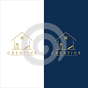 simplistic exterior of a house, House framework logo