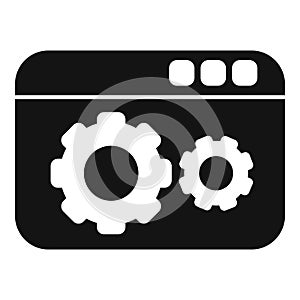 Gear icon on web browser symbol