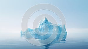 Simplistic image of solitary iceberg adrift in blue ocean