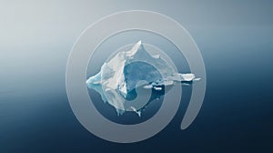 Simplistic image of solitary iceberg adrift in blue ocean