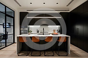 Simplistic modern kitchen design showcased in a professional setting photo