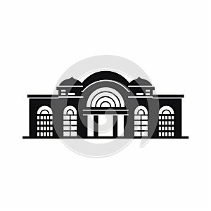 Simplistic Museum Building Icon With Arches And Windows photo