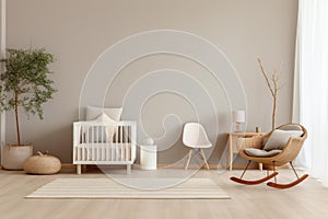 Simplistic Nursery room interior minimalism. Generate Ai