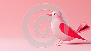 Simplistic pink bird design against a soft pink background.