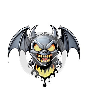 Simplistic stylized logo concept design of evil bat photo