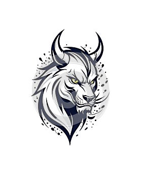 Simplistic stylized logo concept design of wolf photo